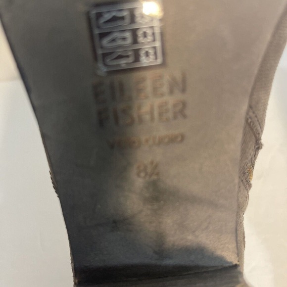 Eileen Fisher Heeled Ankle Boots 8.5 Side Zipper Neutral Vero Cucio Leather - Picture 16 of 16